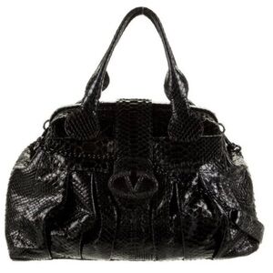 Valentino Garavani black python swavorski crystal embellished bag